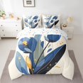 thumbnail image 2 of Homewish Cartoon Blue Tulip Bedding Comforter Set 7pcs, Vintage Flower Botanical King Bedding Sets, Rustic Farmhouse Reversible Bed Sheets, Ultra Soft Bedroom Decor, 2 of 7