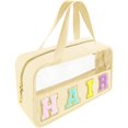 thumbnail image 1 of Bolsa de maquillaje Bunliuys Chenille Letter Clear con asa, color beige, 1 of 7