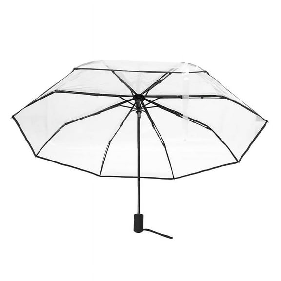 Transparent Umbrella Automatic Umbrella Compact Folding,Transparent   black border
