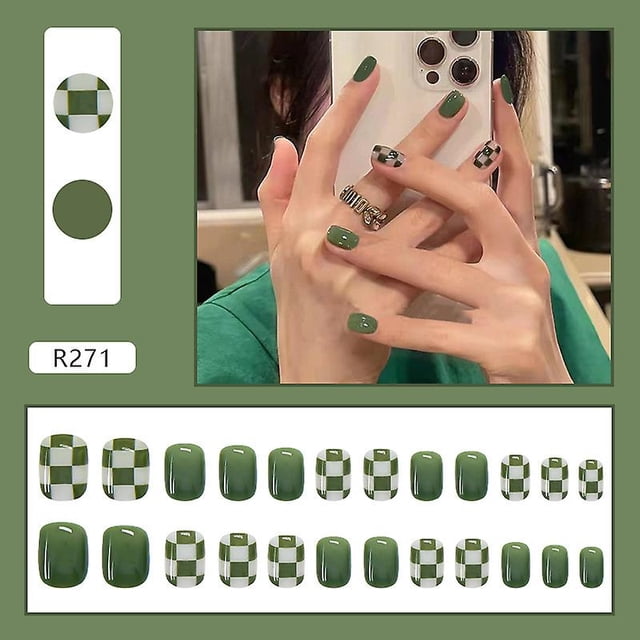 Parche de manicura False Nails HUOGUO, 24 unidades, con forma de ataúd largo