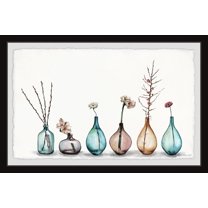Marmont Hill Colored Bottles Framed Wall Art, 1.50" x 12.00"