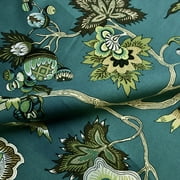 McQueen Teal Modern Aesthetic Floral Canvas Upholstery Fabric 54" by the Yard