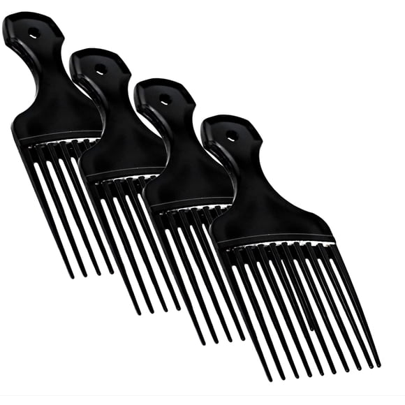 Peine para púas de cabello Vakly, levantamiento afro de dientes anchos, paquete de 4 peines, 5,25 pulgadas, para peinar el cabello, levantar, desenredar, agregar volumen para pelucas y barbas de cabel