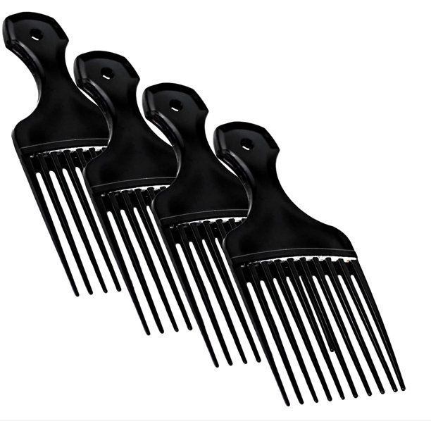 Peine para púas de cabello Vakly, levantamiento afro de dientes anchos, paquete de 4 peines, 5,25 pulgadas, para peinar el cabello, levantar, desenredar, agregar volumen para pelucas y barbas de cabel