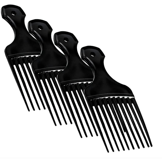 Peine para púas de cabello Vakly, levantamiento afro de dientes anchos, paquete de 4 peines, 5,25 pulgadas, para peinar el cabello, levantar, desenredar, agregar volumen para pelucas y barbas de cabel