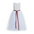 thumbnail image 2 of Ekidsbridal White Scoop Neck A-Line Keyhole Back Floral Lace Formal Flower Girl Dress Dance Recital Ballroom Gown 178 4, 2 of 3