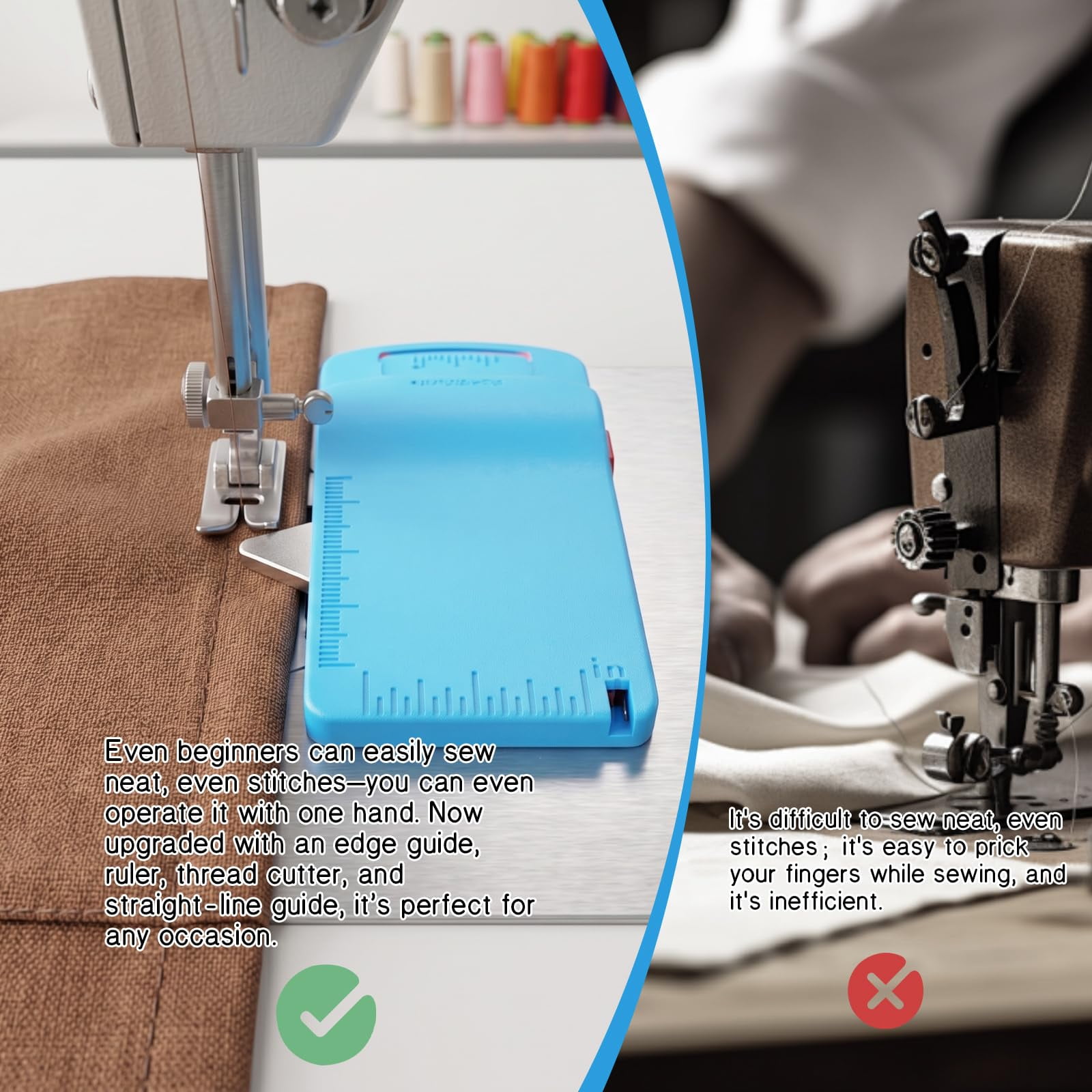 2026 New Multifunctional Magnetic Seam Guide, Built-in Seam Ripper & Edge Guide, Dual-Scale Marking Sewing Machine Guide for Sewing Machine Sewing Guidesfor Precise Straight Stitching