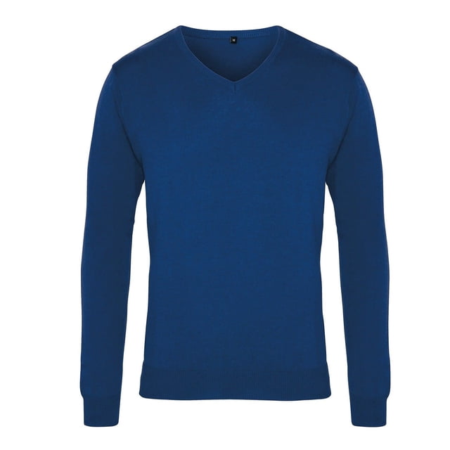 Premier Mens Knitted Cotton Acrylic V Neck Sweatshirt