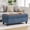 Blue, variant on HASLE Storage Ottoman Bench with Wooden Tray, Upholstered Ottoman Coffee Table with Hidden Storage for Living Room Bedroom, Brown
