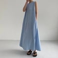 thumbnail image 2 of Robe en Lin de Coton Plissé Col Rond Décontractée et Sans Manches pour Femmes, 2 of 9