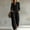 Black, variant on Women's Lapel Long Sleeve Button Front Loose Wide Leg Overall Jumpsuit – Pockets Fashion Vacation Outdoor Long Pant Navy Blue,XXL