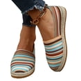 thumbnail image 4 of Willtoo Women Striped Slip-On Flats Breathable Canvas Hemp Woven Sole Casual Shoes, Lightweight Round Toe Comfort Walking Shoes, 4 of 6