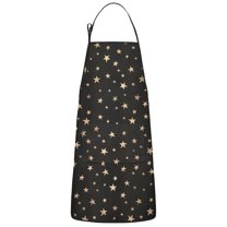 Black Star Pattern Apron-Garden Aprons for Women with Pockets-Cotton Linen Waterproof Kitchen Cooking Gardening Aprons Adjustable for Kitchen,Cooking,BBQ and Salon 33x27 Inch