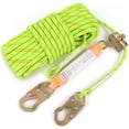thumbnail image 1 of Rope Harness Safety Lanyard 50FT Fall Protection Vertical Roofing Rope with Grab Snap Hooks Shock Absorber Safety Ropes Tree Climbing Line, 1 of 6