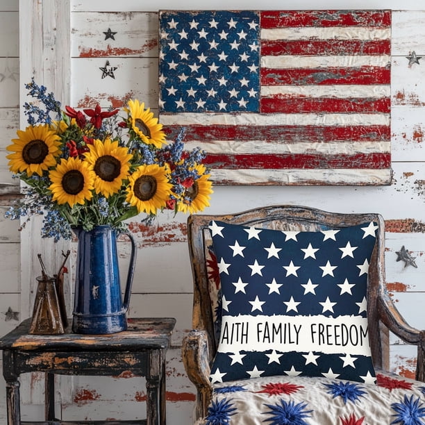 4th Of July Cushion Covers Star Flag Patriotics Cushion Covers 4th Of July Decor For For Sofa Bedroom Home Decor