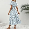 thumbnail image 6 of LOVZFMLL Summer Dresses for Women 2025 Elegant Classy V Neck Belted Wrap Maxi Dress Swing Flowy Floral Boho Sundress Wedding Guest Dress Blue C M, 6 of 7