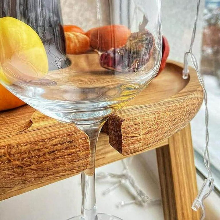 Newest Portable Wine Glass Rack Mini Wooden Picnic Table Folding