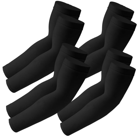 SHEVERCH 4 Pairs Black Cooling Arm Sleeves Sun UV Protection Sports Compression Sleeves for Men Women