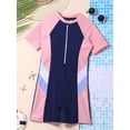 thumbnail image 3 of Alvivi Kids Girls Rash Guard One-piece Swimsuit Swim Boyshorts Bodysuit UPF 50+ Bathing Suit Sunsuit Blue 10, 3 of 6