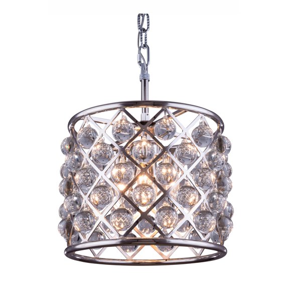 1204 Madison Collection Pendent lamp D:14" H:13" Lt:3 Polished nickel Finish (Royal Cut Crystals)