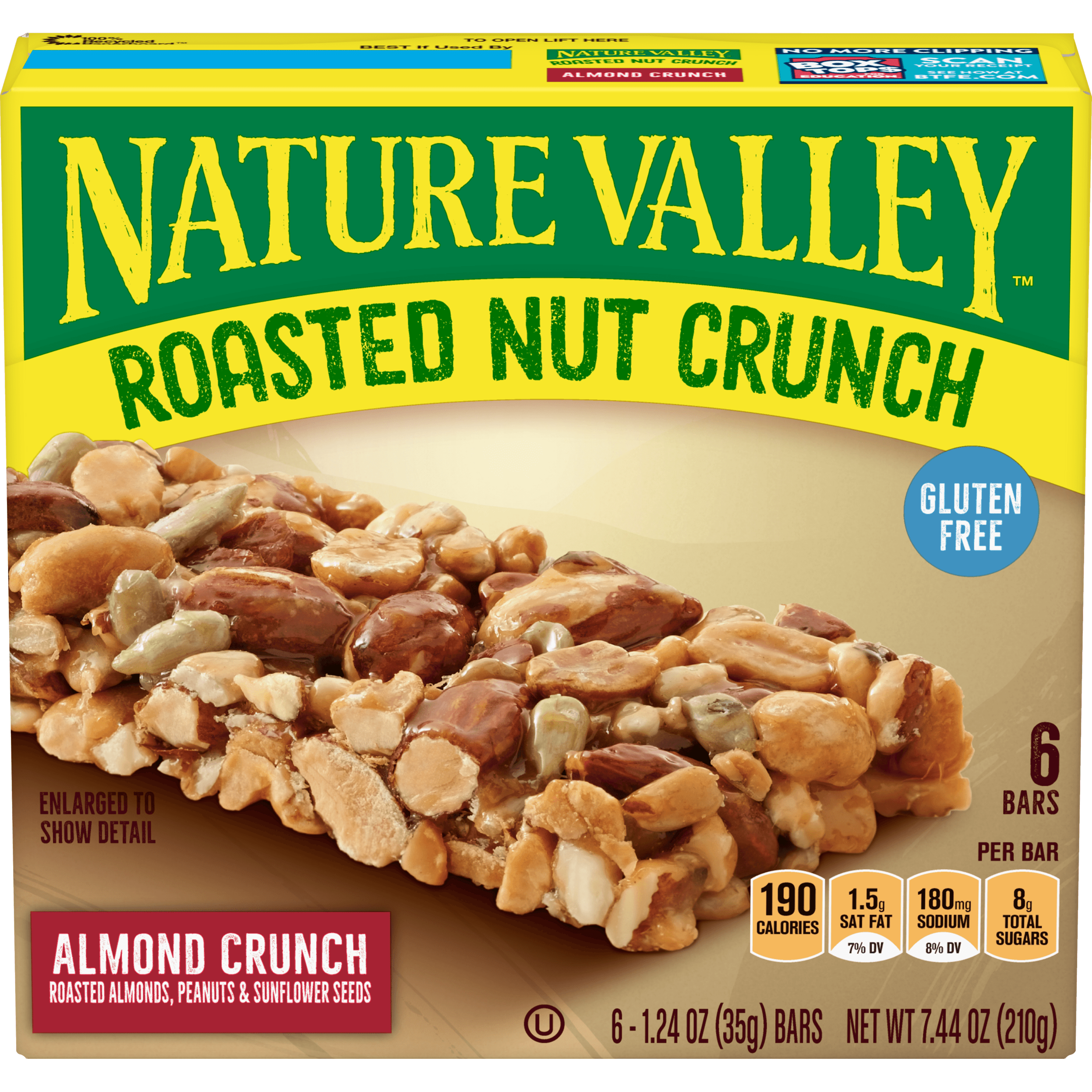 Nature Valley Roasted Nut Crunch Granola Bars, Almond Crunch, 6 Ct, 7.
