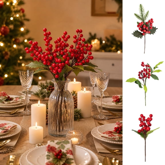 Ouuluon Durable Versatile Christmas Artificial Branches, 12 inch Festive Vase Fillers for Mantel Table