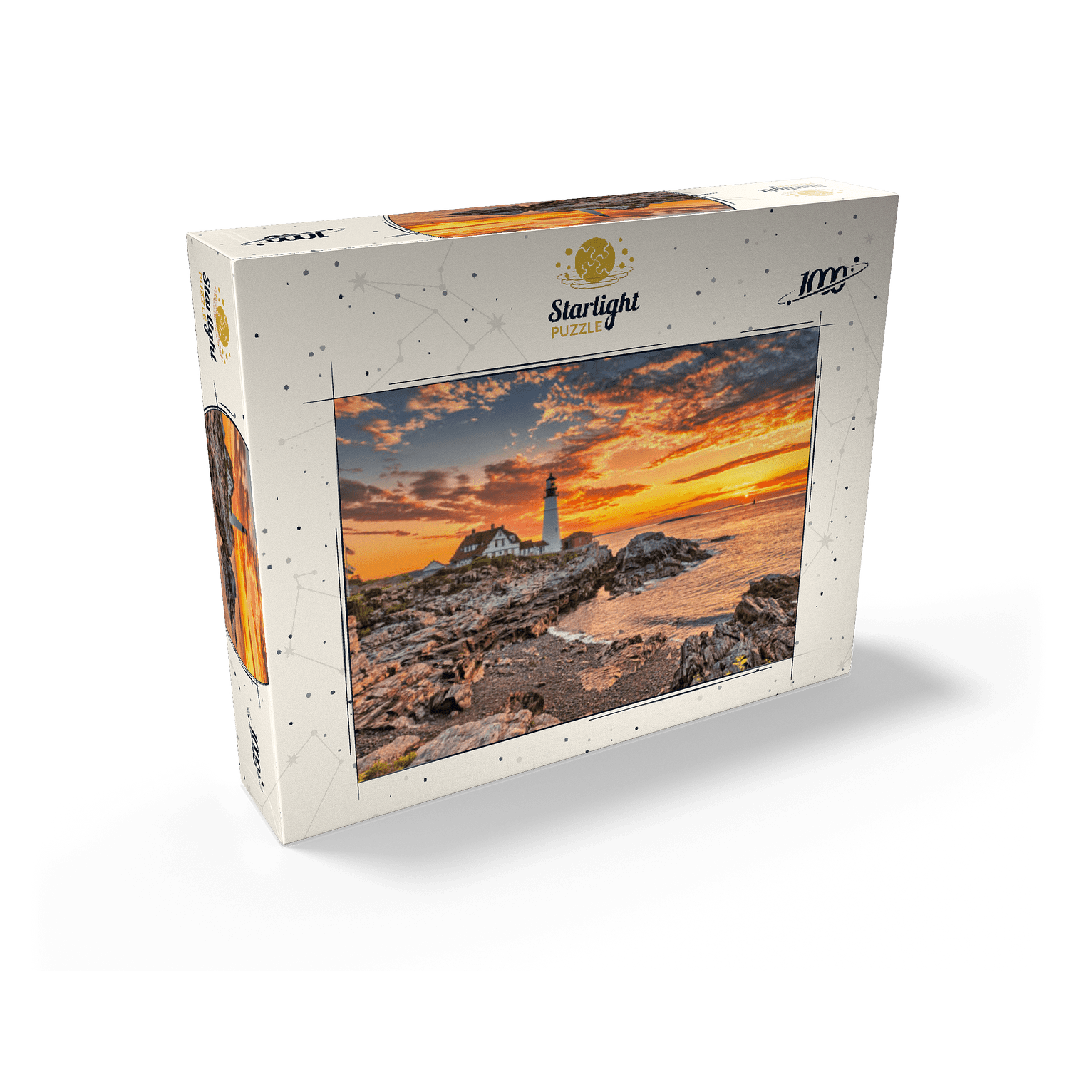 MyPuzzle - Portland Lighthouse At Sunrise In New England Maine USA - Premium 1000 Piece Jigsaw Puzzle for Adults