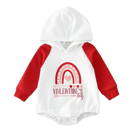 

Toddler Girl Clothes Boys Longleeve Valentine S Day Letter Prints Hooded Pullover Romper Newbornweatshirt Bodysuits