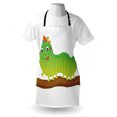 thumbnail image 4 of Caterpillar Apron, Green Bug with a Cap Walking on a Branch Animal Illustration, Unisex Kitchen Bib with Adjustable Neck for Cooking Gardening, Adult Size, Green Brown Orange Apple, by Ambesonne, 4 of 4
