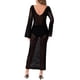 thumbnail image 3 of INSPIRAR CHIC Vestido de baño de manga larga con escote en V y huecos, cubre baño de ganchillo maxi negro para mujer, 3 of 6