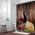 thumbnail image 6 of Vintage Farmhouse Shower Curtain for Bathroom Decor, Wine Cheese Grapes Brown Wood Grain Waterproof Fabric Shower Curtain, 60"x72" Set with 12 Hooks, 6 of 9
