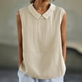 thumbnail image 2 of CAIXIA Sleeveless Button Down Shirts for Women Business Collared Shirt Work Blouses Button Up Office Clothes Professional Tank Top,Beige, 2 of 8