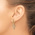 thumbnail image 3 of Sterling Shimmer Sterling Silver Gold-tone Flash Gold-plated CZ 38 Stone Cross Hinged Hoop Earrings, 3 of 4
