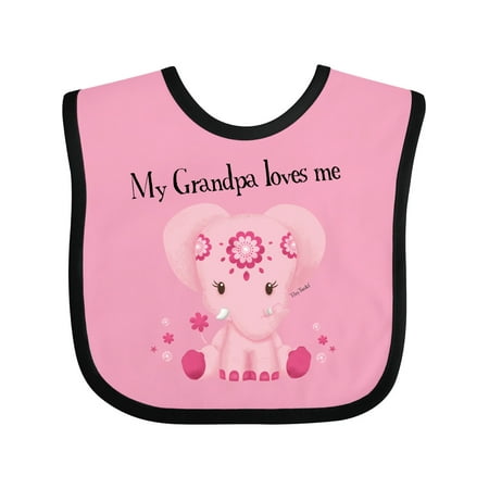 

Inktastic Aditi My Grandpa Loves Me Pink Elephant Beautiful Gift Baby Girl Bib