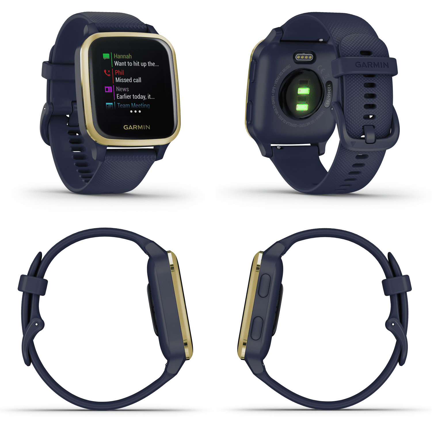 Garmin Venu Sq GPS Fitness Smartwatch and Included Wearable4U 3 Straps Bundle White/Pink/Teal, Shadow Gray/Slate 010-02427-00 