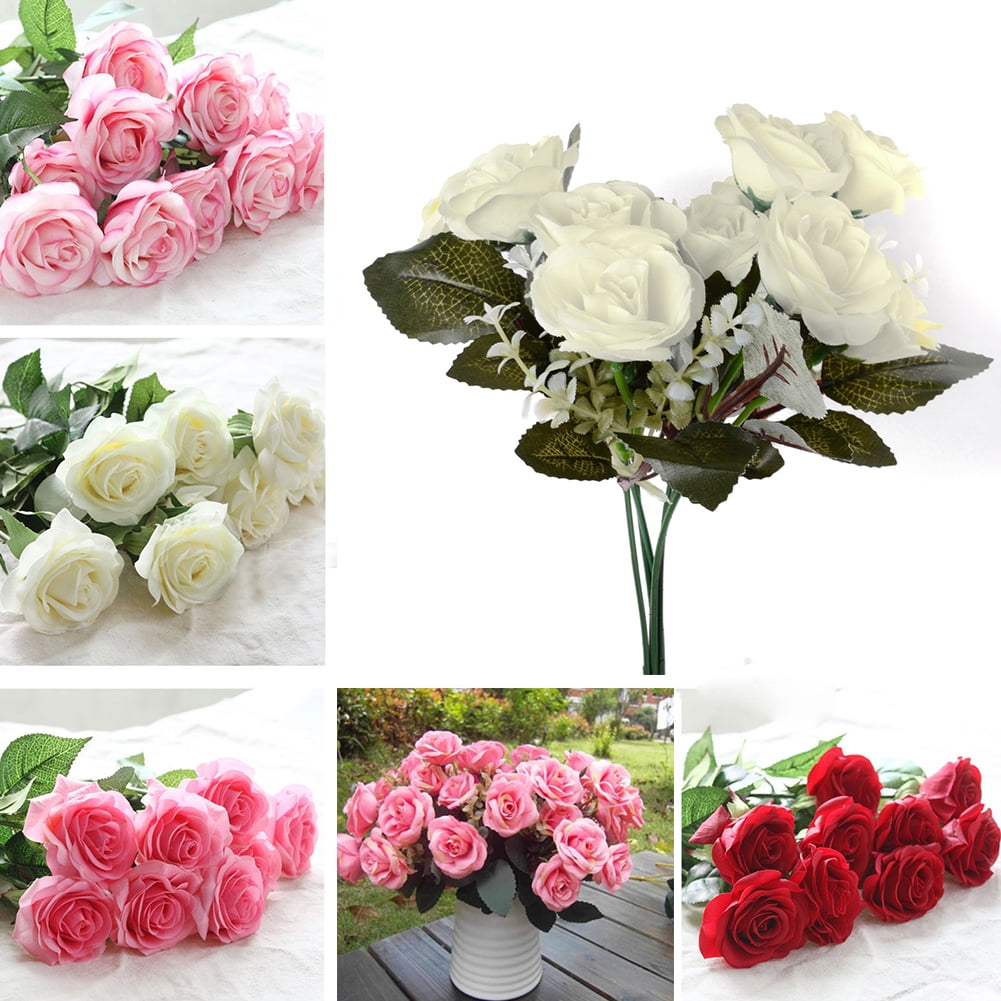 Real Touch Latex Rose Flowers For Wedding Bouquet Decor Home Decor 10-20 Heads 