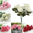 thumbnail image 2 of Farfi 1 Bouquet/12 Heads Artificial Roses Silk Flower Home Party Bridal Bouquet Decor (White), 2 of 13