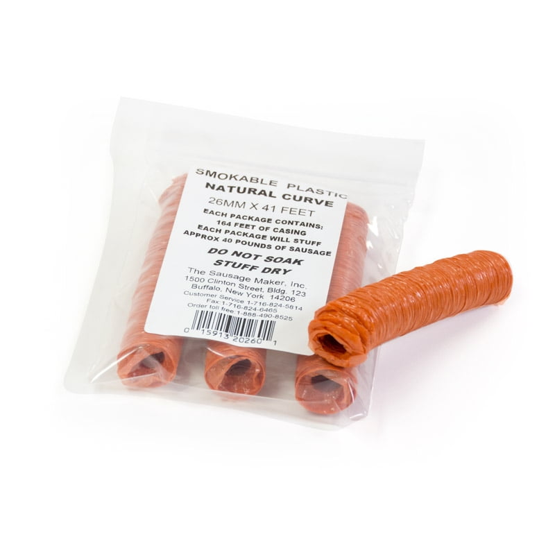 The Sausage Maker Curved Smokeable Plastic Sausage Casings, 26mm (1")