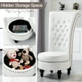 thumbnail image 4 of AVAWING 2PCS High Back Royal Chair, Velvet Armless Throne Chair with Storage, White, 4 of 7
