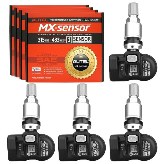 Autel MaxiTPMS MX Sensor 4pcs Metal Stem TPMS Sensor 315MHz/433MHz Universal Tire Replacement Sensor Work With TS401 TS408 TS501 TS508 TS601 TS608 MK808TS MX808TS MS906TS ITS600