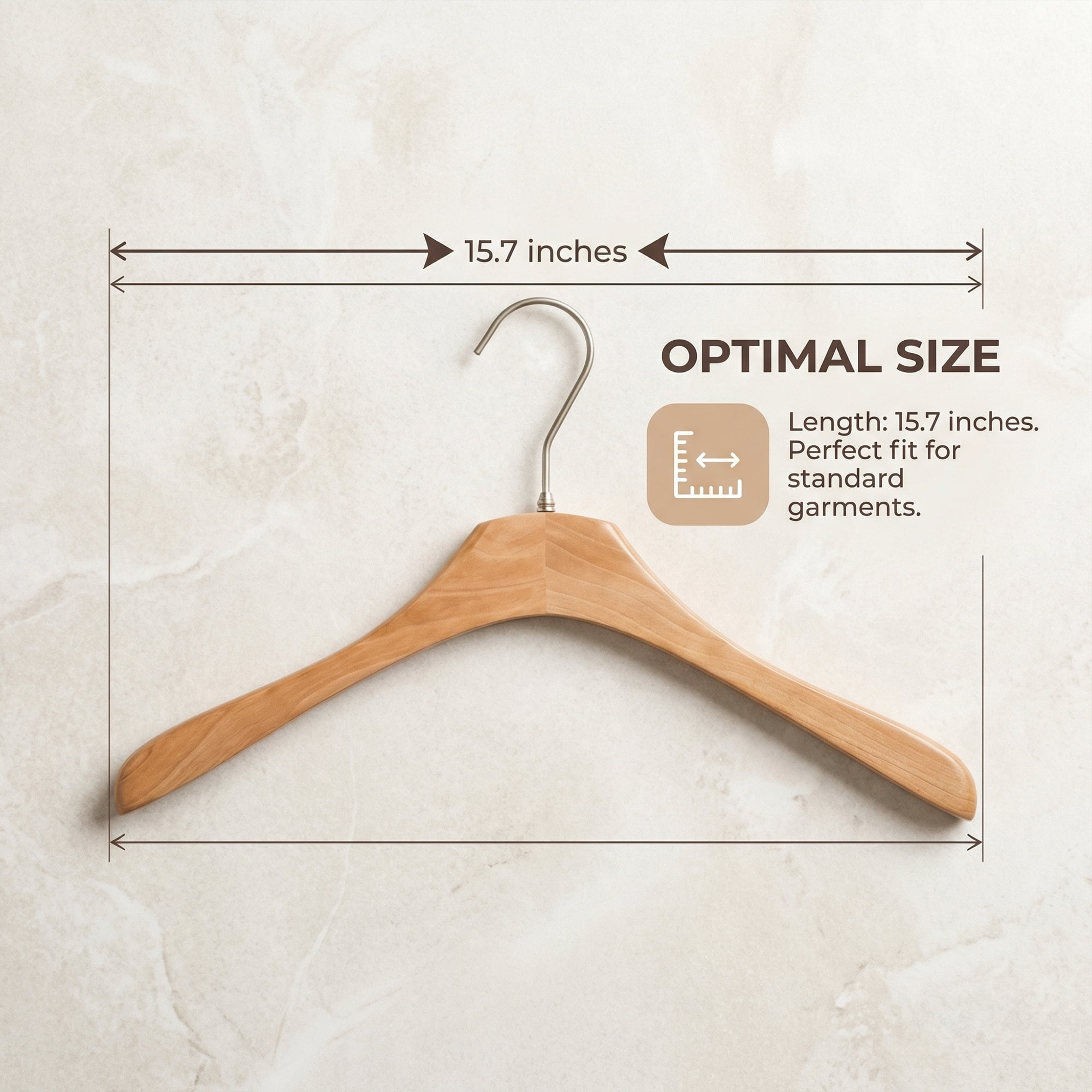 Unique Bargains 2Pcs Wood Nonslip Space Saving Clothes Hangers Natural 15.7inch