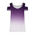 thumbnail image 5 of fatyb Cold Shoulder Womens Gradient Tops V Neck Short Sleeve Blouses Loose Basic Tees Summer Casual Shirts, 5 of 5