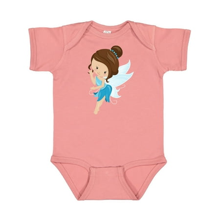 

Inktastic Cute Fairy Brown Hair Fairy In Blue Dress Gift Baby Girl Bodysuit