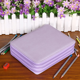 thumbnail image 5 of Estuche para lápices de colores de piel sintética con compartimentos, prácticos estuches grandes para lápices de acuarela, lápices normales, color morado, 5 of 5