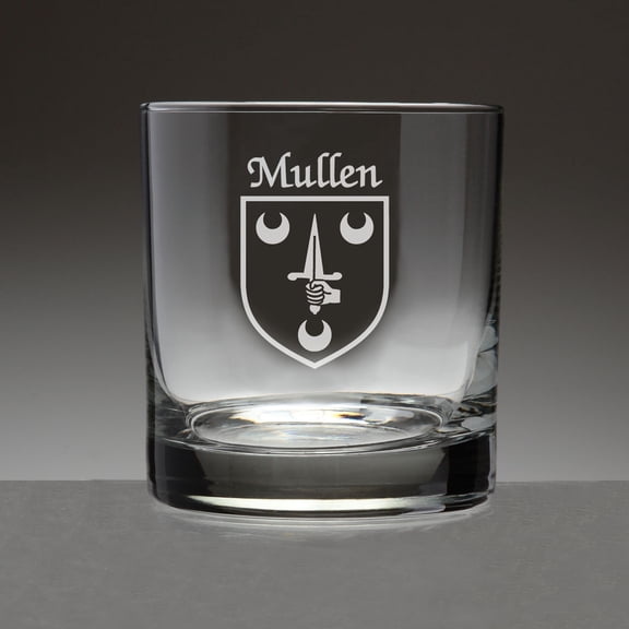 Mullen Irish Coat of Arms Tumbler Glasses - Set of 4 (Sand Etched)