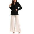 thumbnail image 3 of INSPIRE CHIC Women's Jacket Notched Lapel Double Breasted Padded Shoulder Blazer M Black-Solid, 3 of 7