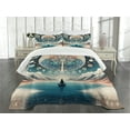 thumbnail image 3 of Ambesonne Mandala Quilted Bedspread Set 3 Pcs, Mystic Lands Arcane World, Queen Size, Dark Turquoise and Peach, 3 of 5