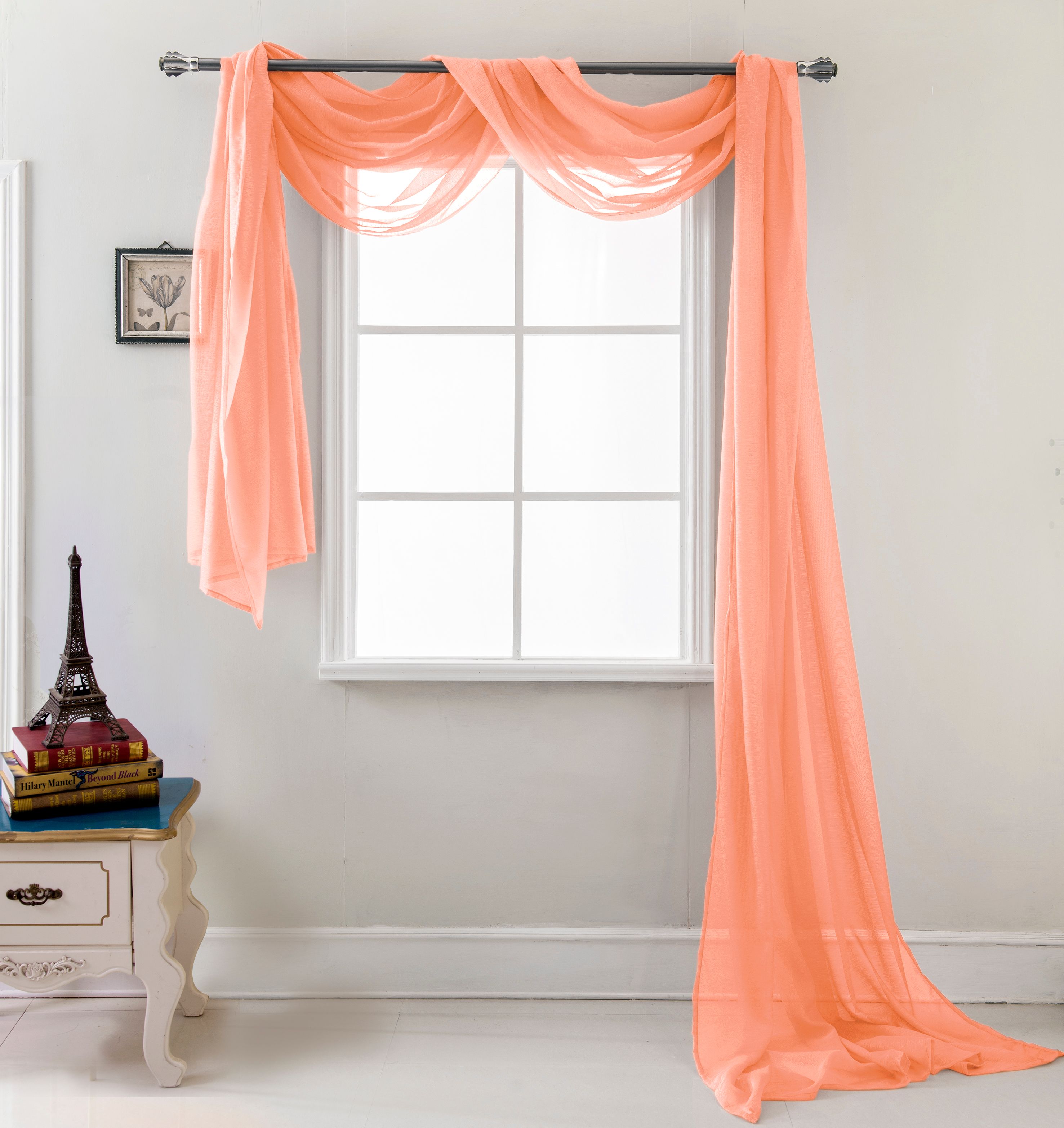 Celine 55 x 216 in. Sheer Curtain Scarf in Coral