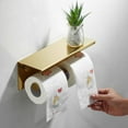 thumbnail image 2 of Golden Modern Wall Mounted Toilet Paper Holder Stainless Steel Double Roll Tissue Holder Bathroom Paper Roll Storage Rack Hotel, 2 of 14