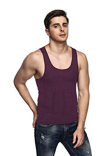 Odoland Mens Body Shaper Slimming Shirt Tummy Vest Thermal Compression Base Layer Slim Muscle Tank Top Shapewear